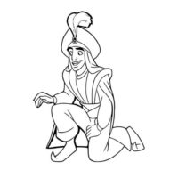Aladdin kneeling down
