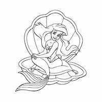 Ariel sits on a shell