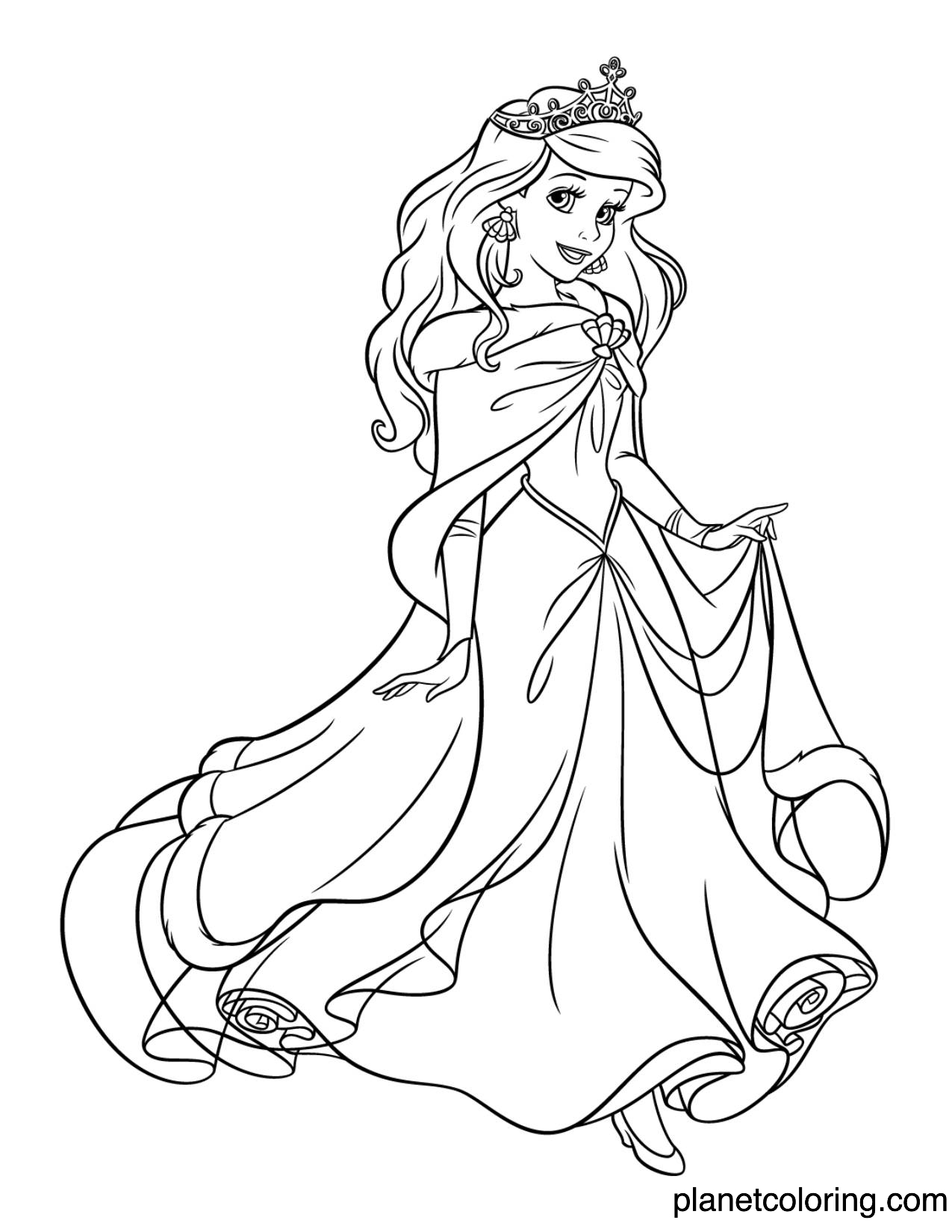 Ariel wearing gown