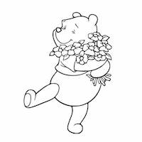 Pooh holds a flower