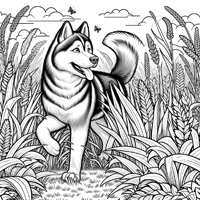 Husky in the tall grass