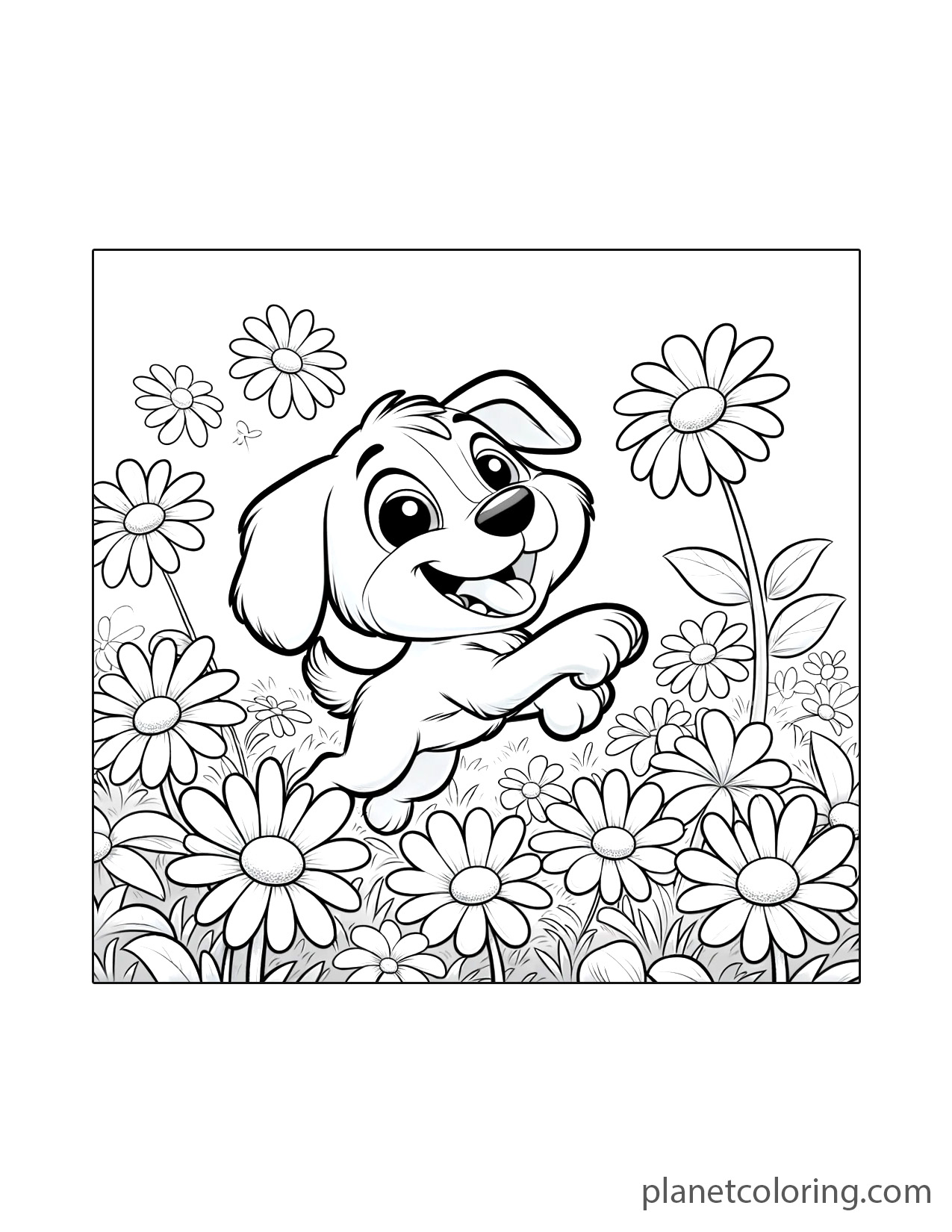 Puppy with flowers