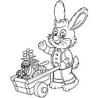 Easter bunny pulling cart