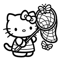 hello kitty with a butterfly net