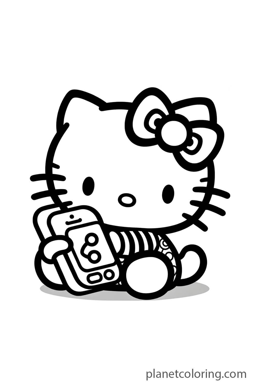Hello kitty holding phone