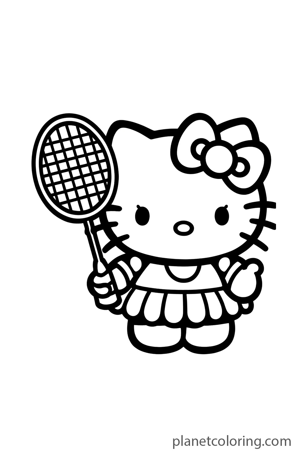 Hello Kitty holding badmiton racket