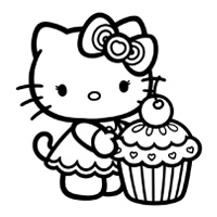Hello kitty with a cupcake