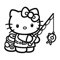 Hello Kitty with fishing rod