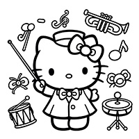 Hello kitty with musical instruments