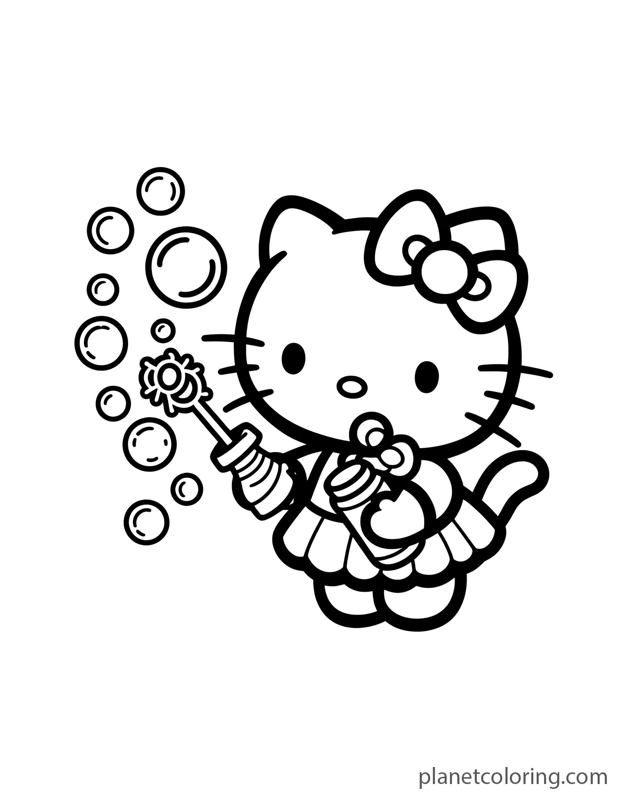 Hello kitty playing bubbles