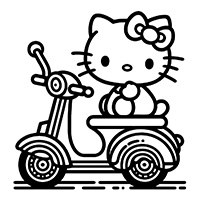 Hello kitty with a scooter