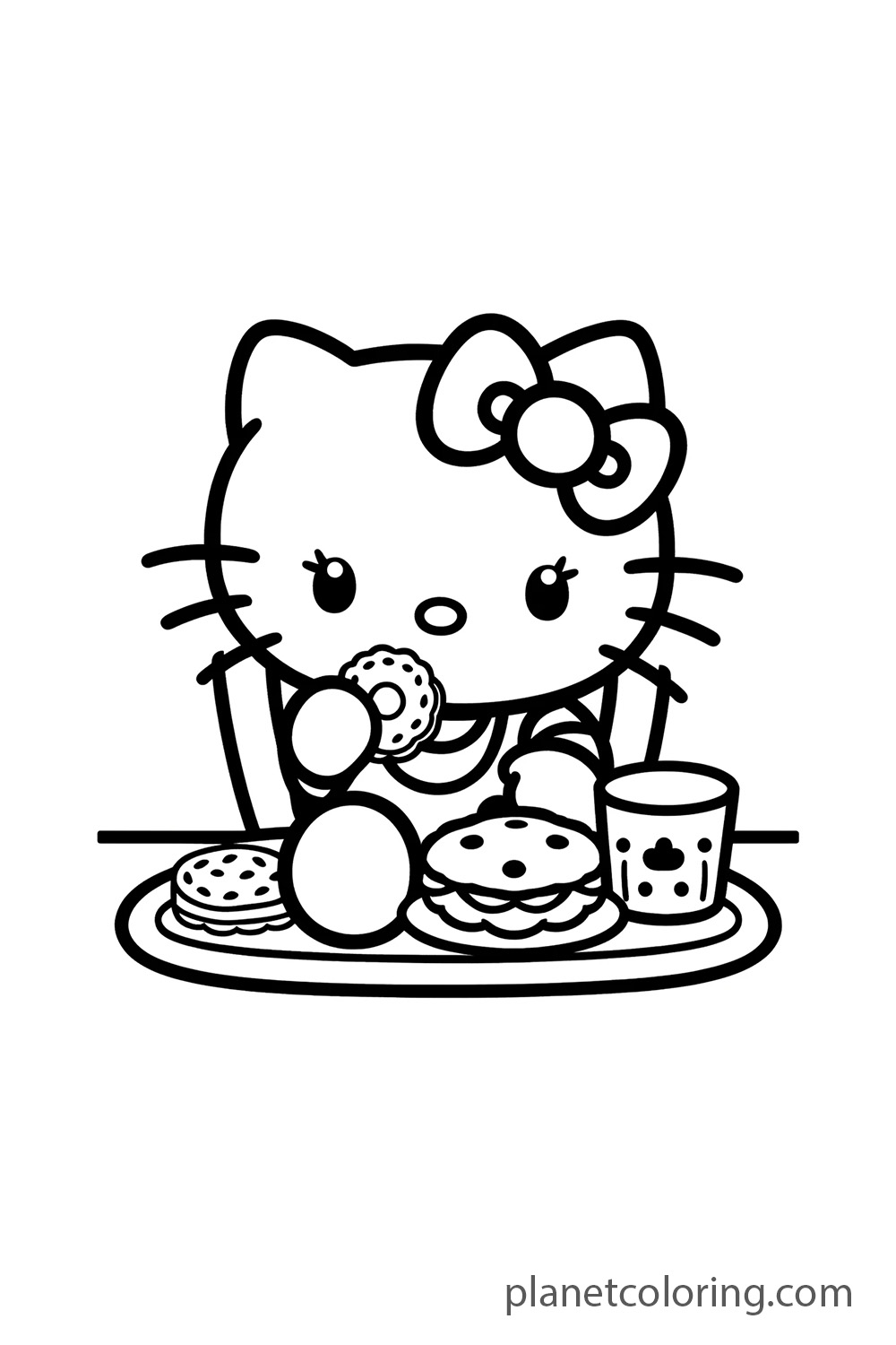 Hello kitty having a snack time