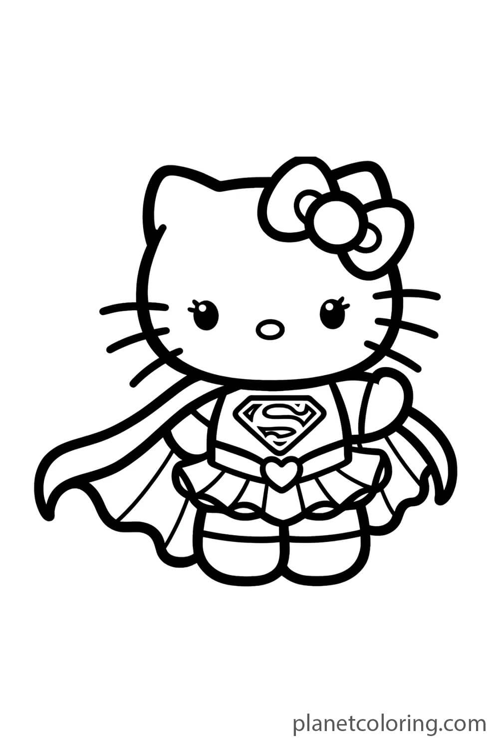 Hello Kitty with a superhero cape