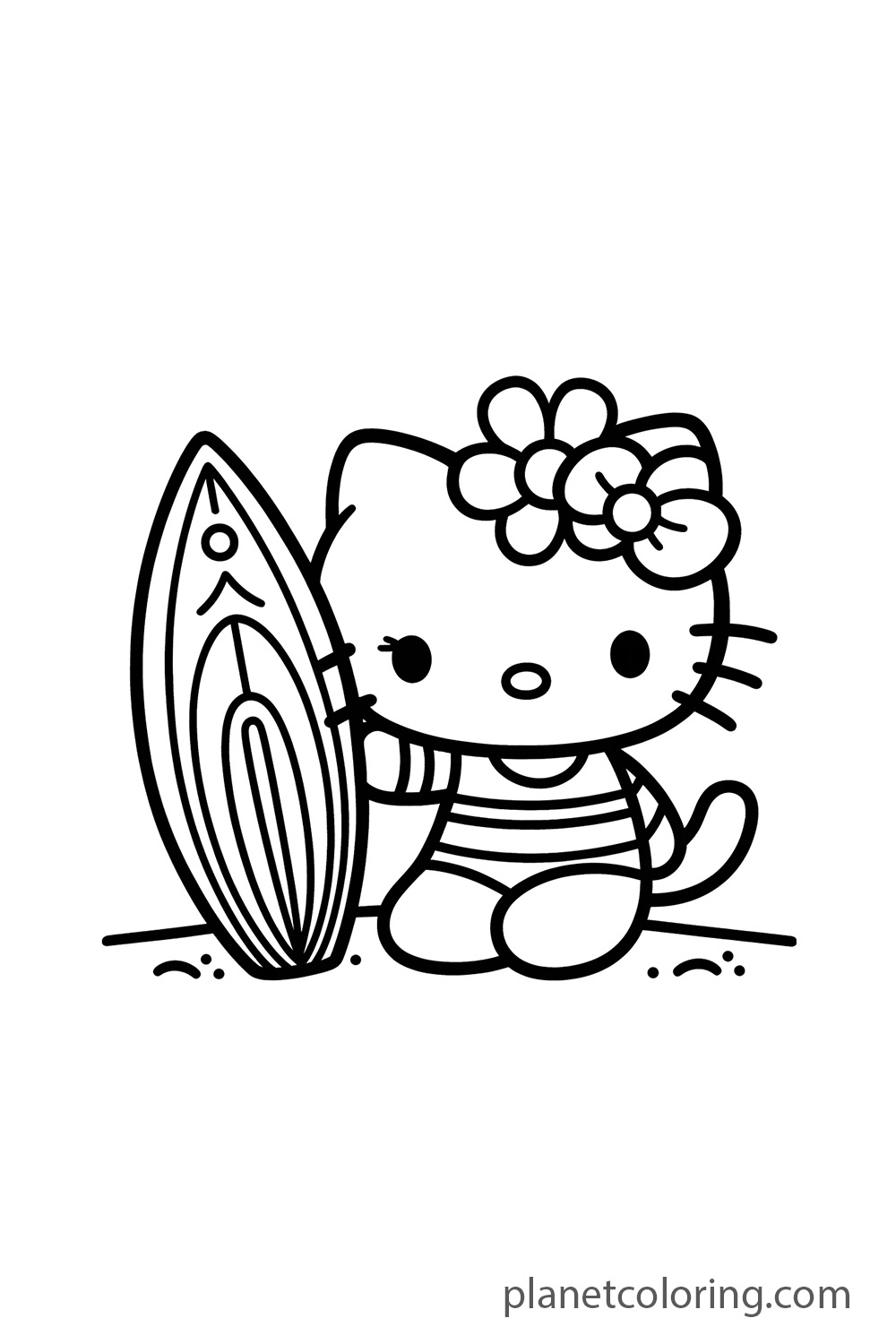 Hello kitty with a surfboard
