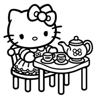 Hello kitty having a tea party