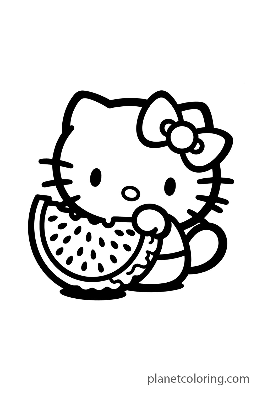 Hello kitty holding a watermelon