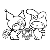 My Melody and Kuromi with a pet
