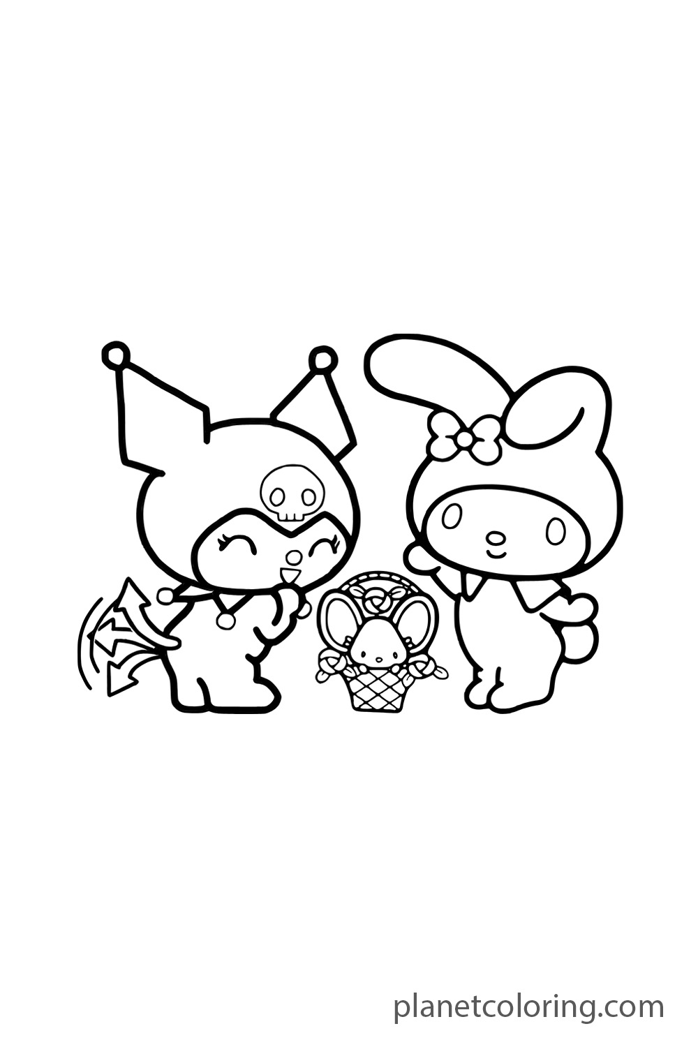 My Melody and Kuromi with a pet