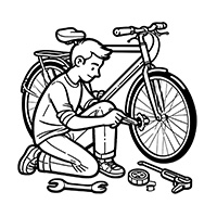 dad fixing bicycle