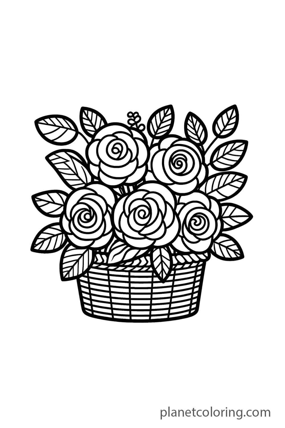 Rose Bouquet in a Basket