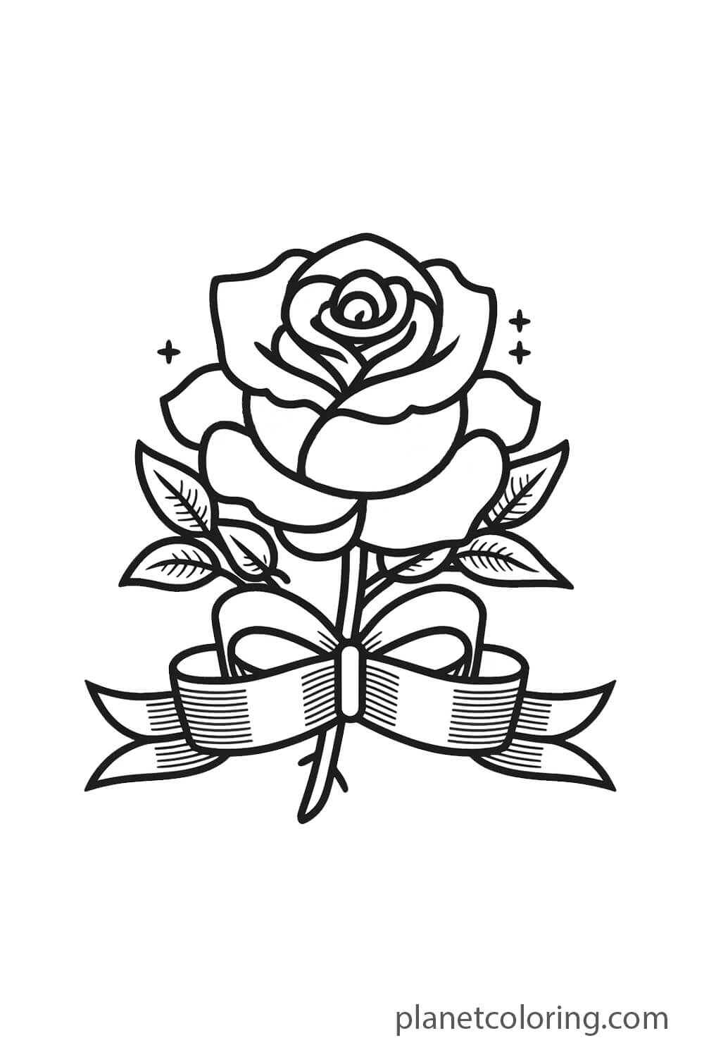 Rose with a ribbon